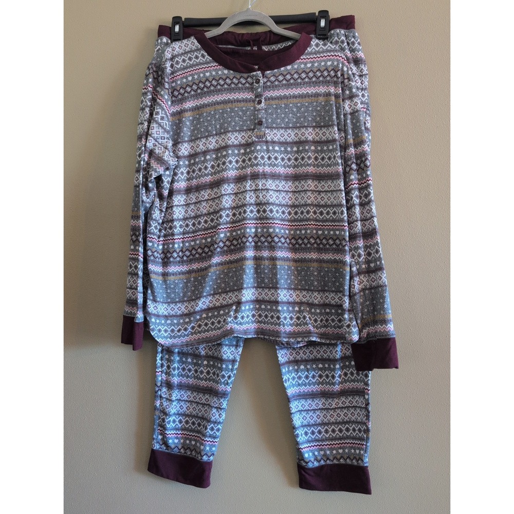XXL Women's Pajama 2 Piece Set Sleeves Cozy Soft Gray Warm Pockets Vera Wang GUC
